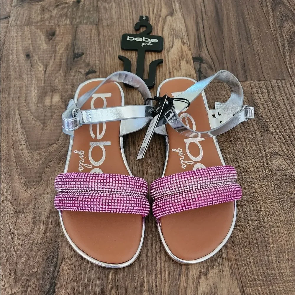Bebe Girls Pink and Silver Sandals